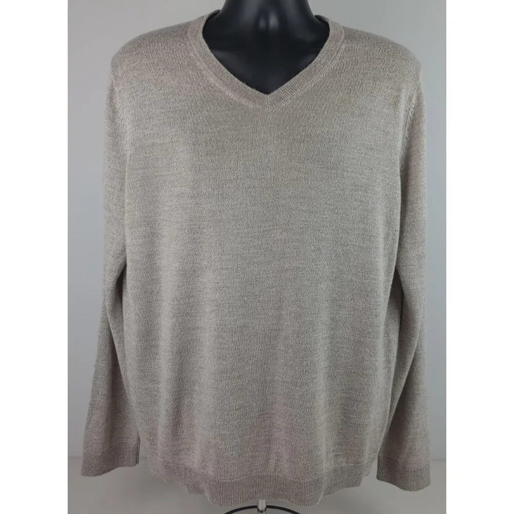 Apt. 9 Seriously Soft Men's XL Beige V-Neck Long Sleeve Pullover Sweater